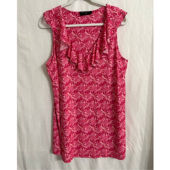 Sleeveless Ruffle V-Neck Mesh Top - Picture 2 of 6